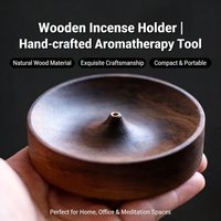 Black Walnut Solid Wood Incense Holder – Handmade Tea Ceremony Round Incense Burner – Agarwood Tray Holder for Sticks & Cones