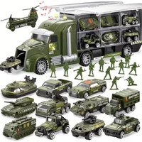 JOYFY 25 in 1 Green Military Big Truck Toys Army Men Tanks Set Mini Battle Car Toy for Kids Birthday Chirstmas Gift