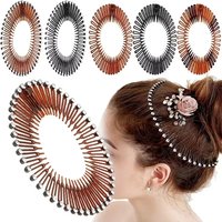 Women Black Stretch Flexible Invisible Headband Inset Comb Circle Headbands Hair Hoop Hairband Fixed Hair Styling Accessories