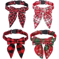 Cotton Christmas Snowflake Bow Dog Collars Puppy Pet Cat Accessories Dog Collar for Small Large Dogs