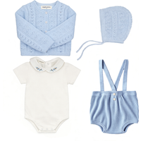 Comfortable Cotton Baby Boy Girl Clothing Cute Short Sleeve Bodysuit Suspender Shorts Knited Coats Spring Summer Baby Outfit