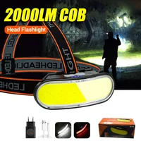 2000LM COB LED Headlamp USB Rechargeable Head Flashlight with Built in Battery 5-mode Lighting Outdoor Fishing Camping Headlight