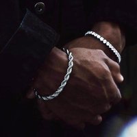 Men's Punk Bracelet 18K Gold Plated Sterling Silver Bracelet Rope Link Chain Bracelet for Men Boy Dad Husband 4/6mm 19-22cm