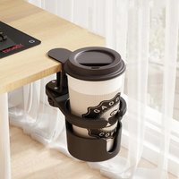 360° Rotating Desk Cup Holder Clamp Anti-Spill Clip on Table Cup Holder Rotatable Water Bottle Stand Drink Coffee Mug Storage