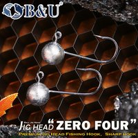 B&U Ball Head Jig Head Fishing Hooks Sharp Lead Jig Heads for Soft Lures, Freshwater Saltwater Hooks for Bass Trout Pike Fishing