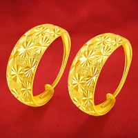24 K gold earrings 9999 female full of stars prosperous husband gold earrings fashion gold ear wire match gold earrings gif