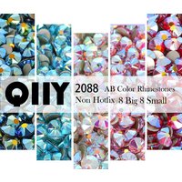 QIIY 2088 SS16-SS30 Glass Rhinestones Glitter Non Hotfix Strass Flatback Golden Bottom 8 Big 8 Small For Nail Clothes Decoration