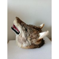 Big Open-Mouth Wolf Head Model Simulation Polyethylene & Furs Wall Decor 30x23x25cm Gift Idea Home Decor