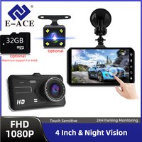 E-ACE 1080P Rejestrator Samochodowy B12 Kamera na Deskę Rozdzielczą z Dotykowym Ekranem, WDR, Czujnik G, Noktowizor, Opcjonalny Tylny Obiektyw, Ukryta Kamera na Deskę Rozdzielczą
