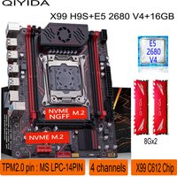 Qiyida X99 motherboard kit LGA2011 3 Xeon E5 2680 V4 2*8GB 16GB DDR4 3200Mhz 4 channels NVME USB3.0 SATA3.0 TPM 2.0 Interface
