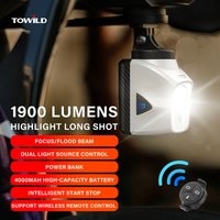 TOWILD DL1200S/DL1700 Lampka Rowerowa z Funkcją Cut-Off Beam 1900LM Akumulatorowa Lampka Przednia Rowerowa Power Bank Reflektory Rowerowe MTB