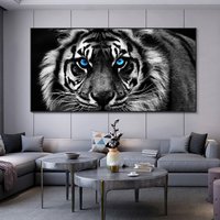 Modern Prints Canvas Art Black and White Tiger Head Painting Wall Art Posters Animal Art Picture Cuadros For Home Decor