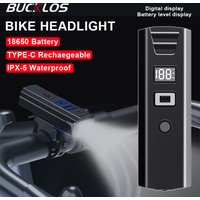 BUCKLOS Bicycle Front Light 18650 Battery Type-c Rechargeable Bike Headlight Powerful Handlebar Flashlight Cycling Highlights