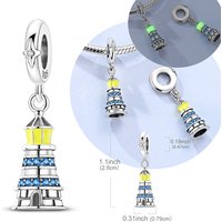 Original 925 Sterling Silver Charms Bead Luminous lighthouse Pendant Fit Original Bracelet For Women DIY Accessorie Jewelry Gift