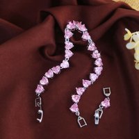Pera Sweet 6mm Pink Heart Cut Zirconia Tennis Chain Bracelets for Women Link Bangles Luxury Jewelry Fashion Party Gift B251
