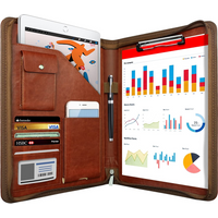 Multifunctional A4 Conference Folder Business Stationery Folder Leather Contract File Folders Zippered Organizer Card Holder
