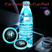 7 Colors Car Styling LED Luminous Water Cup Pad for Alfa Romeo Giulia Stelvio Giulietta 156 159 147 Mito Tonale Brera Accessorie