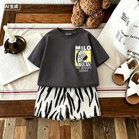 Boys' Summer Clothing Children's Cartoon T-shirt+shorts Two-piece Set Baby Printed T-shirt Shorts Children's Clothing