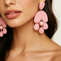 Modern Boho Solid Colors Polymer Clay Earrings Aesthetic Knit Pattern Statement Dangle Artsy Handmade Teardrop Jewelry for Trend