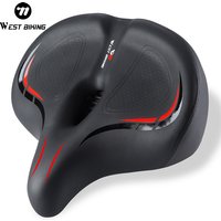 WEST BIKING Ergonomischer breiter Fahrradsitz, verdickter, hochelastischer Schwamm, doppelt stoßdämpfend, hohl, atmungsaktives PU-Leder, Fahrradsattel für City-, Mountain- und E-Bikes, tägliches