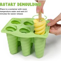 Spiral Three-dimensional Silicone Popsicle Ice Cream With Cover Mold 6 Grids DIY Home Ice Cream Maker Reusable Easy To Demold