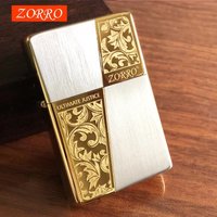 ZORRO Original Copper Kerosene Lighter Creative Color Separation Retro Grinding Wheel Ignition Smoke Accessories Gadgets For Men