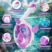 Unicorn Underwater Snorkeling Full Face Children Swimming Mask Single Breathing Hose Safe Waterproof Anti Fog Wear Comfort