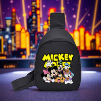 Mickey & Minnie Small Sling Chest Bag, Casual Shoulder Bag, Lightweight Cute Crossbody Bag, Print Coin Purse for Travel & School