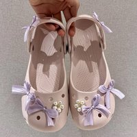 Balletcore purple Bowknot Shoe Charms Set Women Cute Pearl floral Summer Sandal Shoe Decorations Woman DIY Shoe Accessories 8pcs