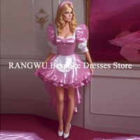 Sexy Pink Maid Dress 2026 Short Sleeve Mini Cocktail Dress Masquerade Cosplay Prom Dress With Apron Chic Homecoming Wear