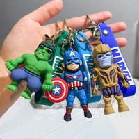 Classic Marvel Captain America Spider-Man Iron Man 3D Hulk Doll Car Keychain Avengers Bag Pendant Backpack Accessory Keychain