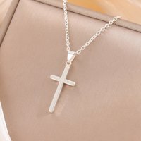 Fashion Smooth Prayer 925 Sterling Silver Simple Cross Pendant Necklaces XL086