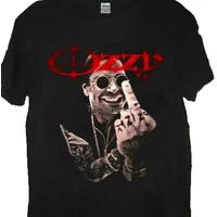Ozzy Osbourne Cd Lgo Middle Finger Raglan Tee Ozzy Osbourne T Shirt I'M Goin' Off The Rails On A Crazy Train Ozzy