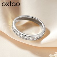 OXTAO Moissanite Half Eternity Band Ring 2mm D Color Anniversary Female Jewelry 14K Gold Filled Wedding Engagement Finger Rings