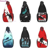 Scuba Dive Flag Bubble Sling Crossbody Backpack Men Custom Diving Diver Shoulder Chest Bag for Travel Hiking Daypack