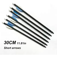 7.6mm 30cm Carbon Mix Short Bolts Two Fletching Crescent Tail Replaceable Metal Tips for Slingshot Archery Shooting