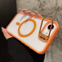 For Magsafe Magnetic Clear Case with Metal Camera Frame Stand & Lens Film for iPhone 17 Air 16 Plus 16E 15 14 13 12 11 Pro Max