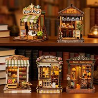 DIY Wooden Dollhouse Paper Kiosk Fruit Shop Assemble Cottage Model Miniature Furniture Kit Toy for Children Adult Gift Casa