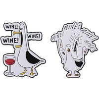 Funny Cute Seagull Drinking Wine Enamel Pins Cartoon Mine Sea Gull Animal Brooches Clothes Lapel Badge Jewelry Gifts for Friends