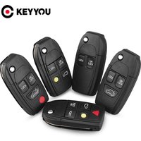 KEYYOU Modified Flip Folding Smart Remote Car Key Shell Fob Case For Volvo S40 S60 S70 S80 V40 V70 XC90 XC70 2 3 4 5 Buttons