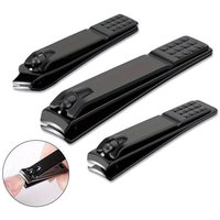 1/3/4PCS Black Stainless Steel Nail Clipper With Nano Glass File Polishing Nail File Manicure Tool Set