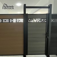 Modern Composite WPC Wood Grain Fence Panels Set And WPC Fence Gate For Outdoor