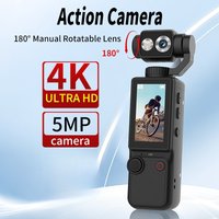 1080P Pocket Action Camera 2inch LCD Display Screen 16X Digital Zoom 180° Manual Rotatable Lens Vlog Recorder for Bicycle Travel