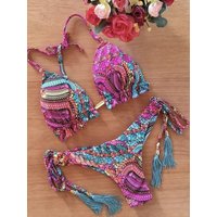 2022 Sexy Bikini Floral Print Bademode String Bikini Set Push-Up Badeanzug Bikinis Frauen Biquini Strand Badeanzug Frauen