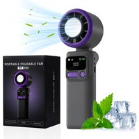 USB Rechargeable Foldable Fan, Portable Ice Cooling Handheld Fan 3600mAh, 90° Adjustable, 5 Speed Wind, 3 IN 1 Hand Fans