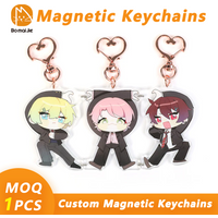 Custom Acrylic Magnetic Keychains Custom Keychain Cartoon Key Chain Customized Anime Charms Hologram Clear Personalized Keychain