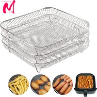3-layers Air Fryer Rack Stackable Grid Grilling Rack Stainless Steel Anti-corrosion for Home Kitchen Oven Steamer Cooker Gadgets