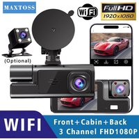 Dash Cam For Cars 3 Channel WIFI Car DVR Camera 1080P For Car Front And Inside Black Box 24H Parking Monitor Car Accessories