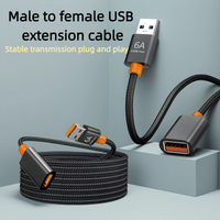 USB Extension Cable 5FT,USB 2.0 Type A Male to Female USB Extender Cord Nylon Braided 480Mbps Data Transfer for Keyboard, Webcam