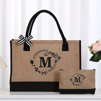 Large capacity letter printed handbag lunch bag party DIY gift bag reusable canvas shopping bag